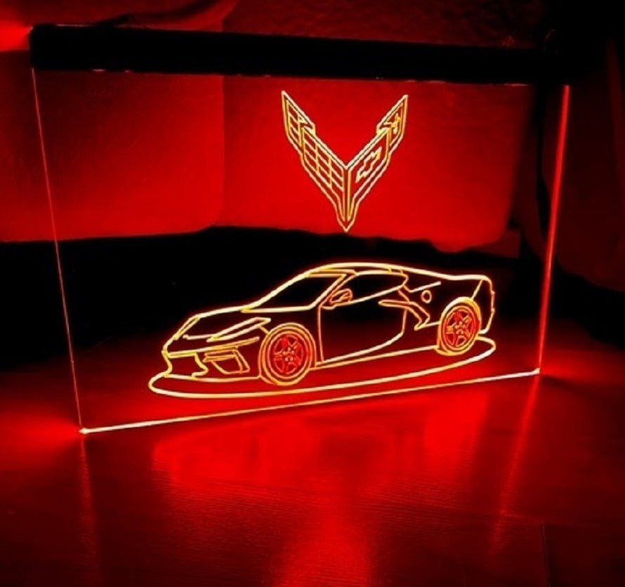 Corvette C8 Led Neon Sign Home Decor, Garage, Lights D&Atilde;&copy;cor Craft Art