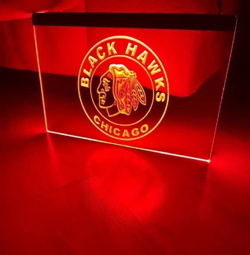 Chicago Blackhawks Logo Led Neon Sign Hang Wall Home Decor, Fans Gift