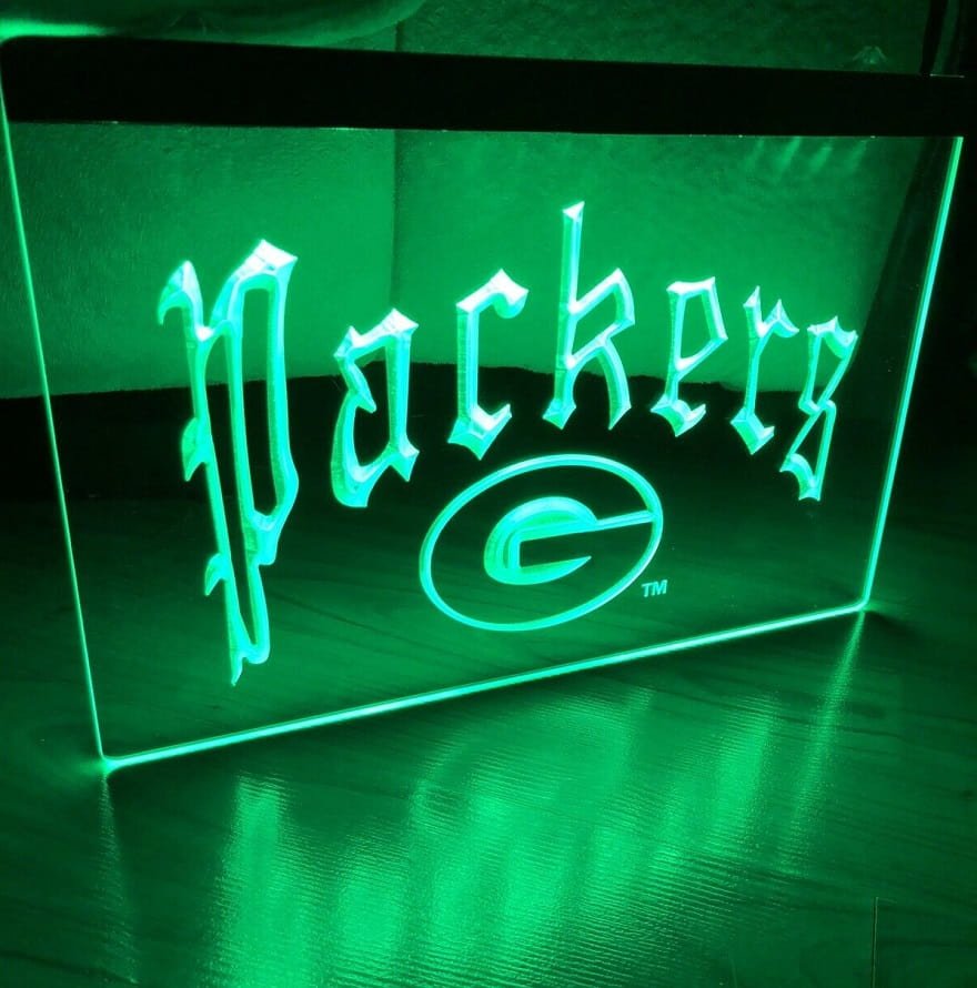 Green Bay Packers Logo Led Neon Sign Decor Room, Fans Gift, Lights D&Atilde;&copy;cor Art