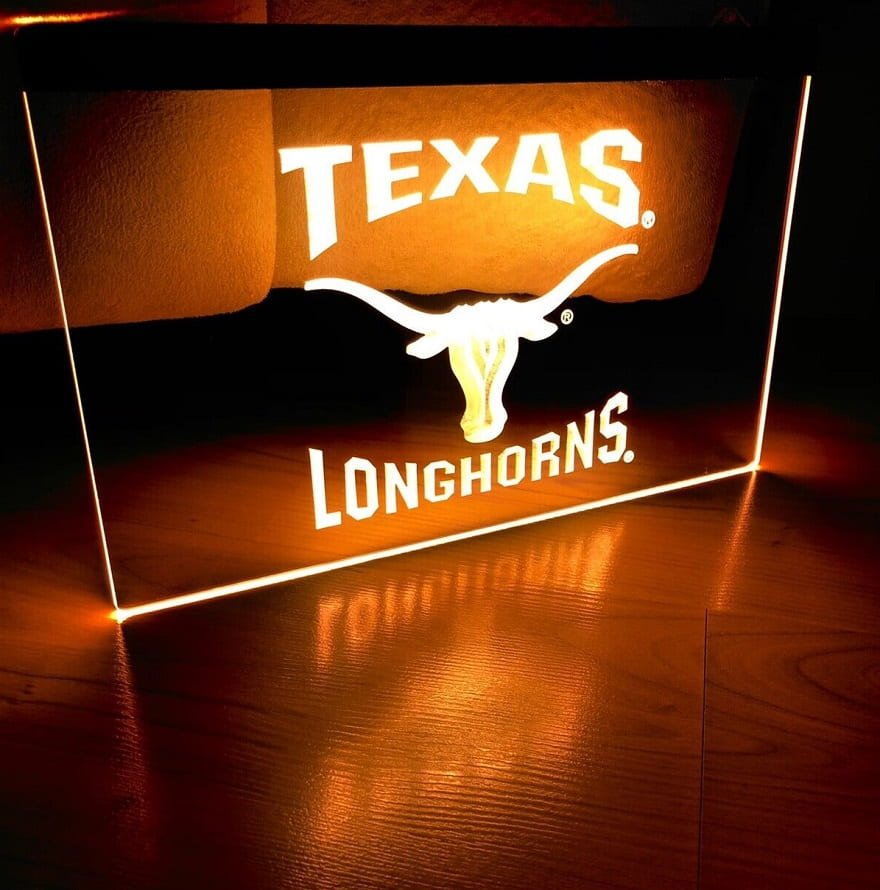 Texas Longhorns Football Led Neon Sign Hang Wall Home Decor, Room, Fans Gift