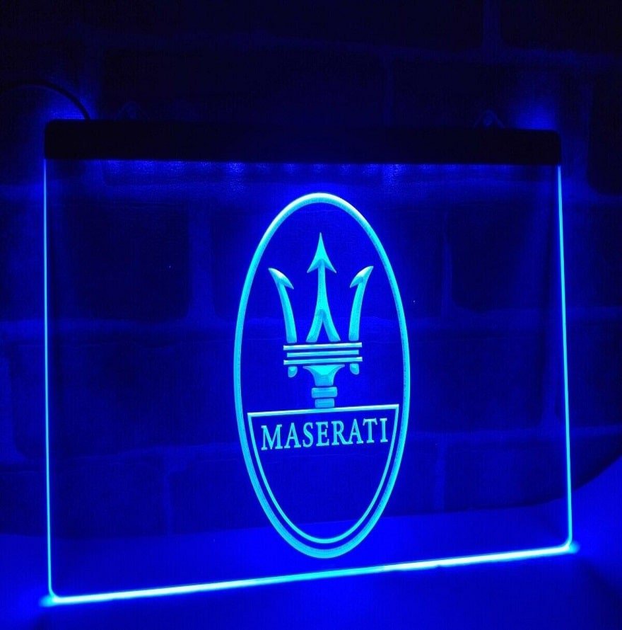 Maserati Car Repair Services Led Neon Sign Hang Wall Decor, Garage, Office