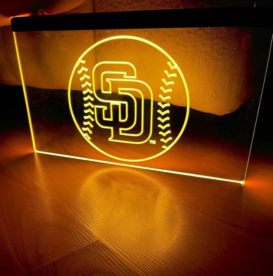 San Diego Padres Logo Led Neon Sign Hang Wall Decor, Fans Gift, Light D&Atilde;&copy;cor Art