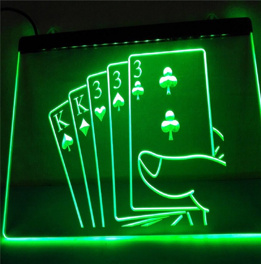 Full House Poker Rules Home Wall D&Atilde;&copy;cor Crafts LED Neon Light Sign