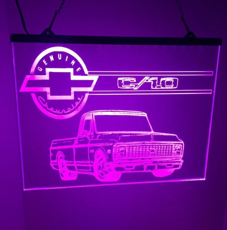 Chevrolet C10 Led Neon Sign Hang Wall Decor, Room, Bar Garage, Lights