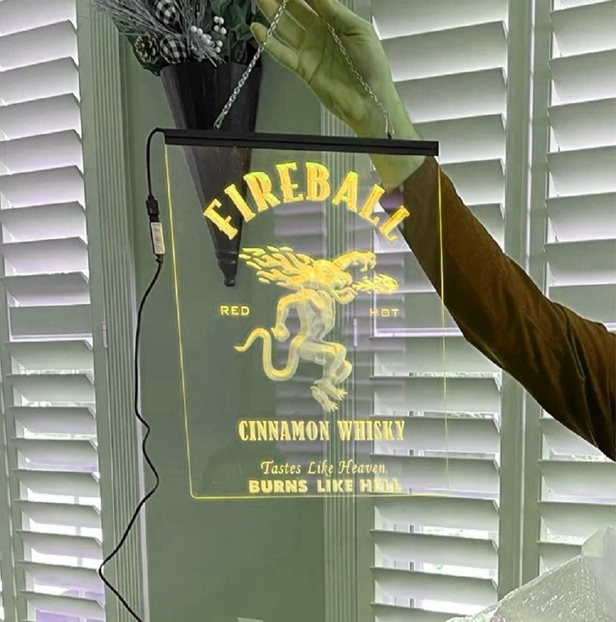 Fireball Cinnamon Whisky Led Neon Sign Hang Wall Decor Bar, Pub,Lights D&Atilde;&copy;cor Art