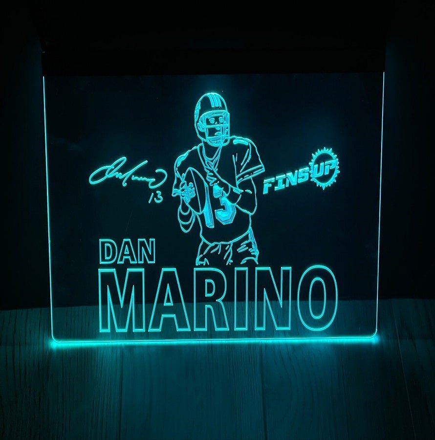 Dan Marino LED Neon Sign Decor Room, Artful Lightings Signs for Fans