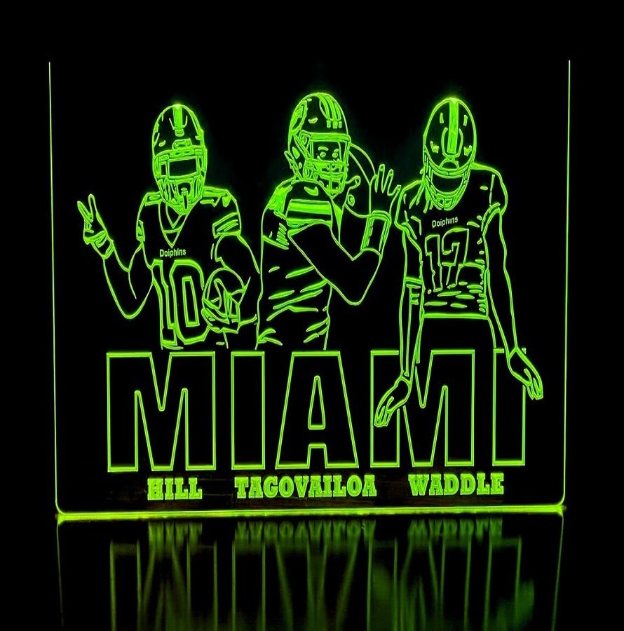 Tua Tagovailoa Tyreek Hill Jaylen Waddle Miami Dolphins LED Neon Sign Home Decor