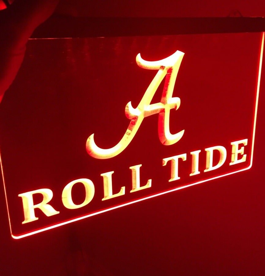 Alabama Roll Tide Logo LED Neon Sign Hang Wall Decor, Artful Lights Craft