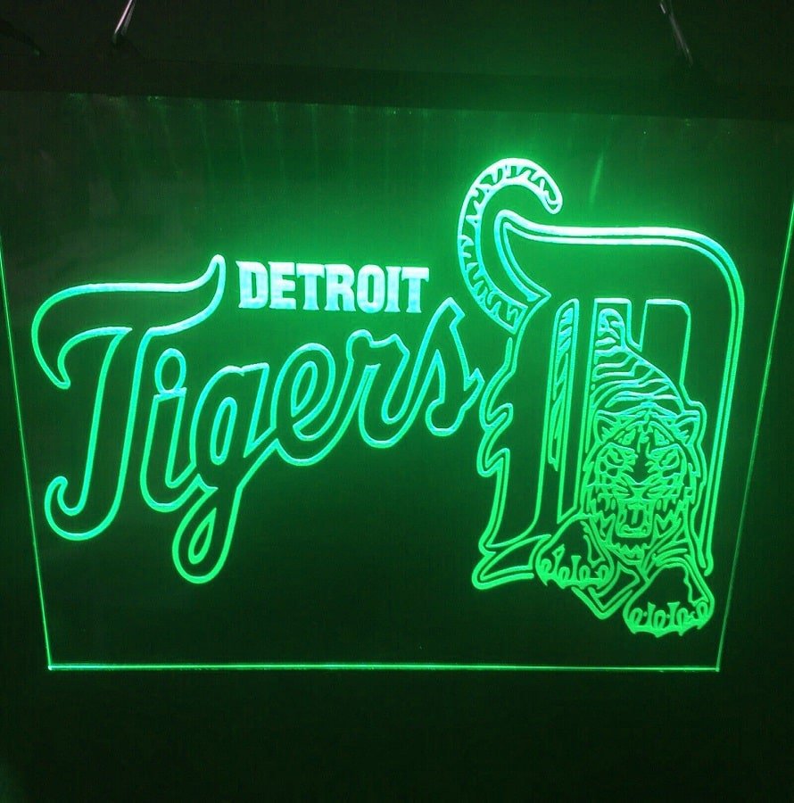 Detroit Tigers Logo LED Neon Sign Hang Wall Decor, Room, Artful Lights Craft