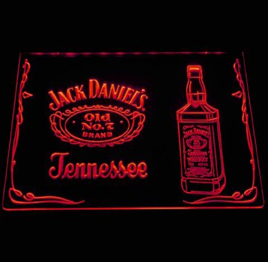 Jack Daniel&acirc;��s Bottle LED Neon Sign Hang Wall Decor, Bar, Pub, Artful Lights