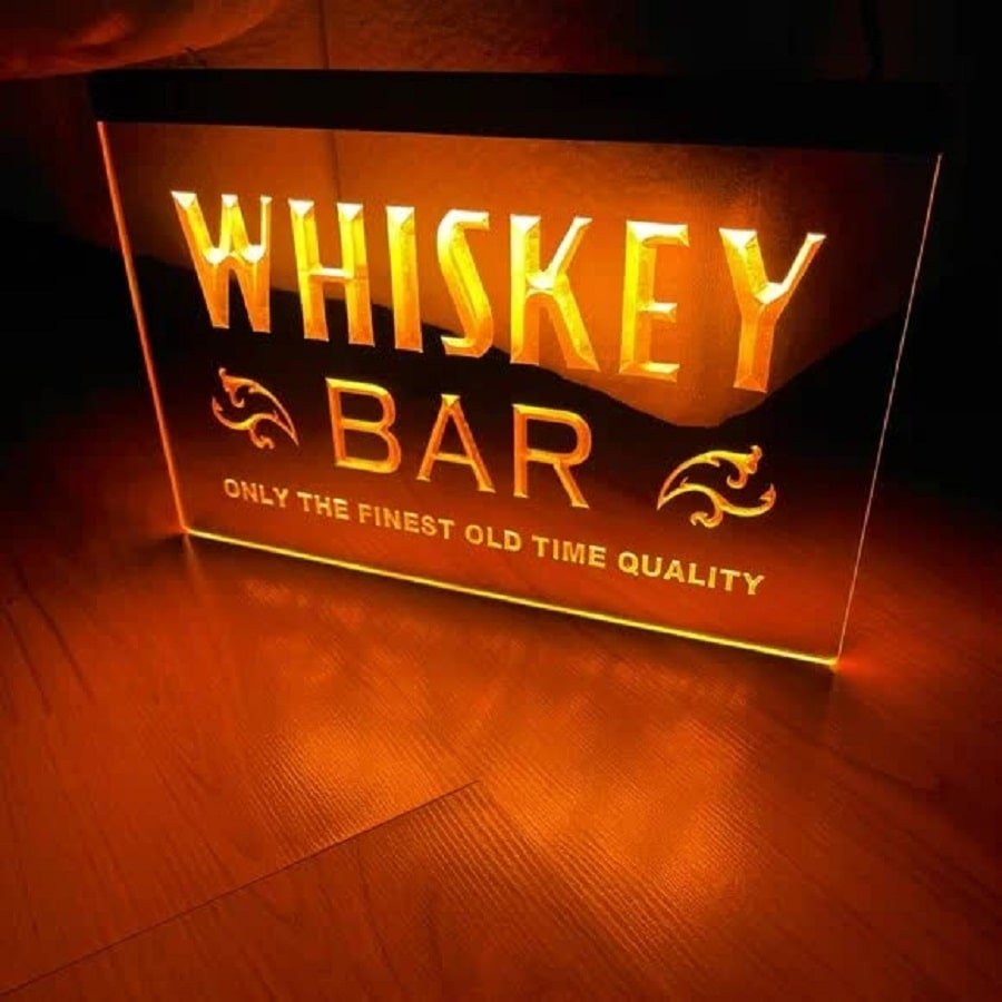 Whiskey Bar Illuminated LED Neon Sign Hang Wall Decor, Pub, Artful Lights D&Atilde;&copy;cor