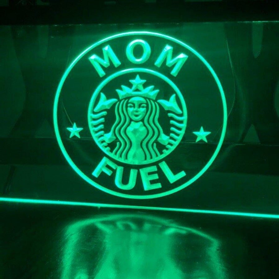 Mom Fuel Starbucks Illuminated LED Neon Sign Hang Wall Decor, Room, Artful Light