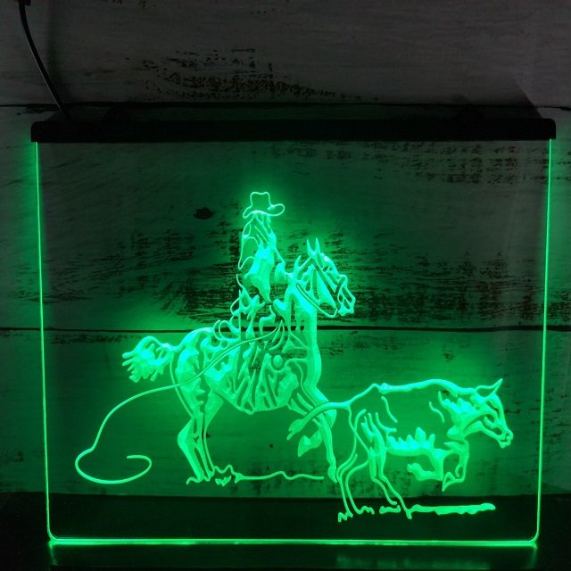 Cowboy Scene LED Neon Sign Home Decor, Garage, Office