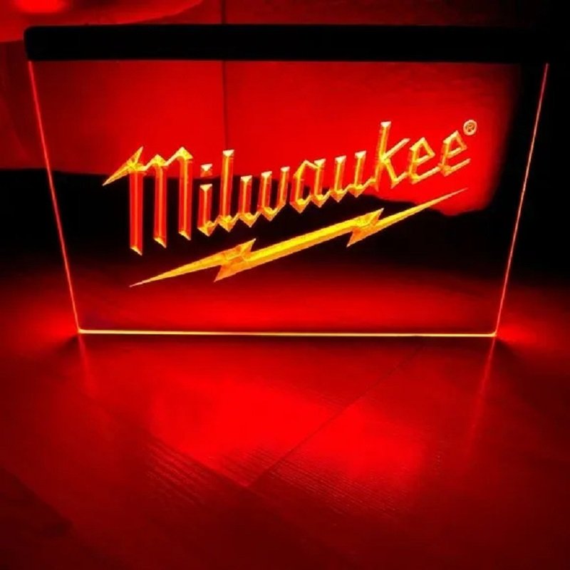 Milwaukee Logo LED Neon Sign Hang Wall Decor, Office, Neon Light D&Atilde;&copy;cor