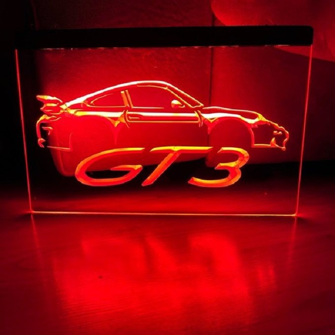 Porsche GT3 LED NEON Hang Sign Wall Decor Office, Neon Light Dercor Art