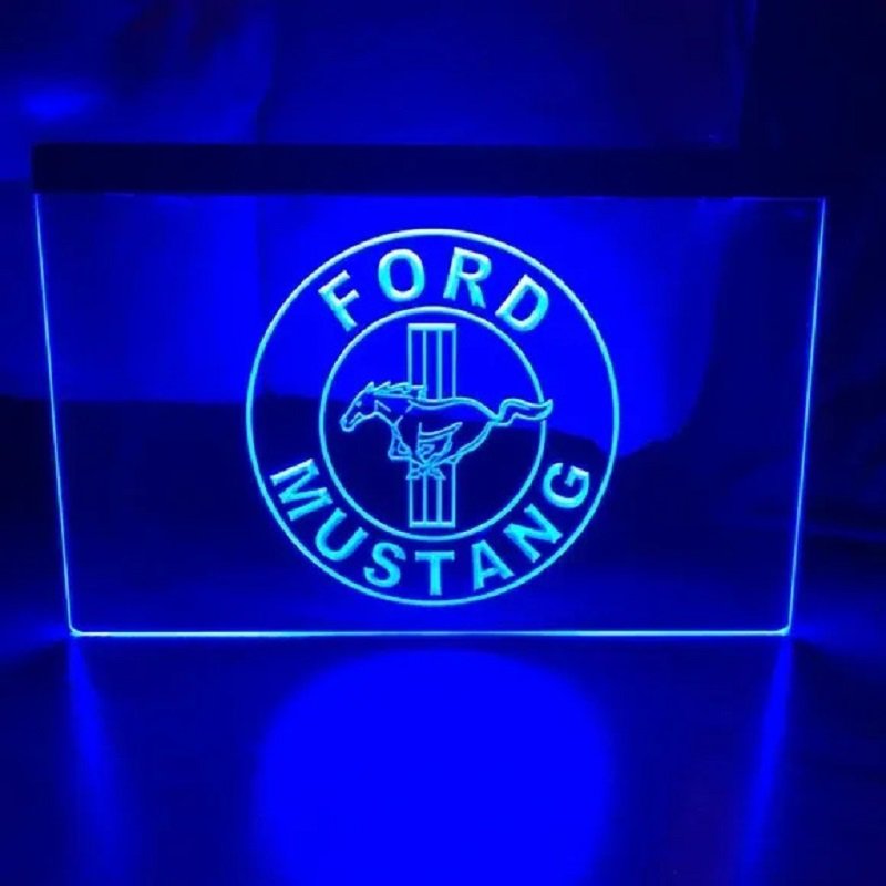 Ford Mustang Logo LED Neon Hang Wall Decor Garage, Neon Light D&Atilde;&copy;cor Art Craft