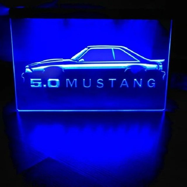Ford Mustang 5.0 Logo LED Neon Hanging Wall Decor Room, Garage, Neon Light D&Atilde;&copy;cor Art