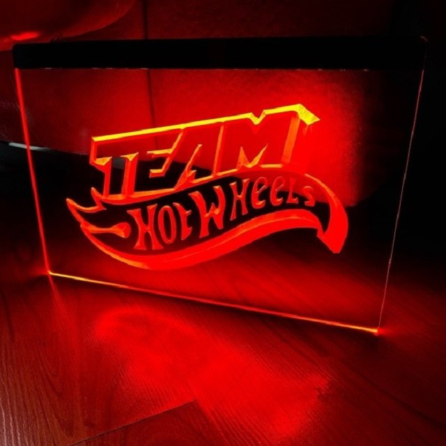 Team Hot wheels LED Neon Hang Sign Wall Decor Room, Neon Light Decor Art