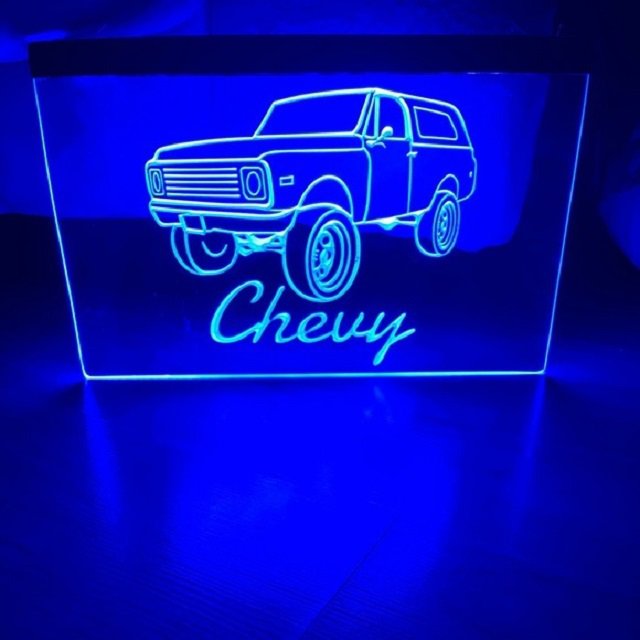 Chevy Truck logo Illuminated LED Neon Sign Decor, Garege, Office, Artful Lights Craft