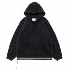 Men's fleece sweater hooded side zipper black
