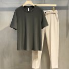 Men's grey green t-shirt men's bottomed Shirt Top