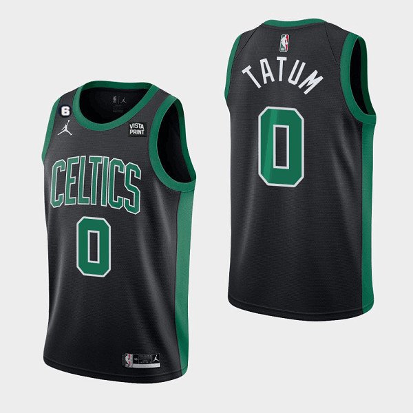 Boston Celtics #0 Jayson Tatum Black No.6 Patch Stitched Jersey