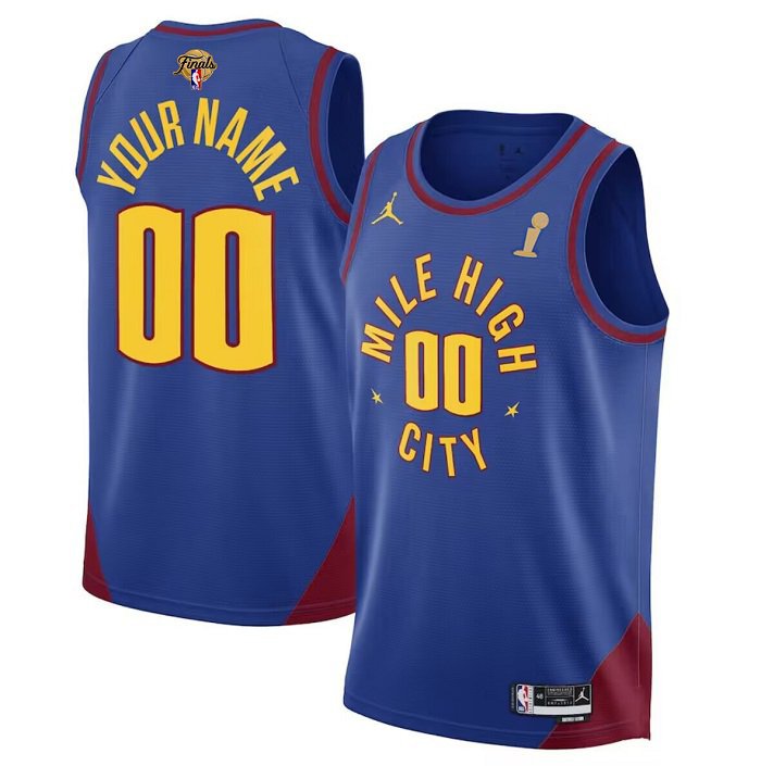 Custom Denver Nuggets Blue 2023 Finals Champions Statement Edition Stitched Jersey