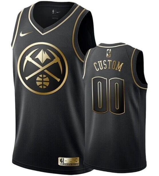 Custom Men's Denver Nuggets Black Gold Swingman Limited Edition Stitched Basketball Jersey