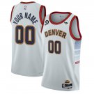 Custom Men's Denver Nuggets White 202223 Statement Edition With NO.6 Patch Stitched Jersey