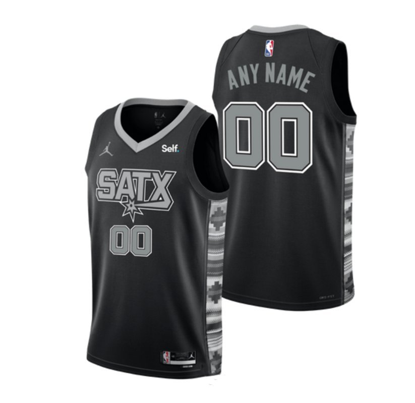 Custom Men's San Antonio Spurs Black 202223 Statement Edition Stitched Basketball Jersey