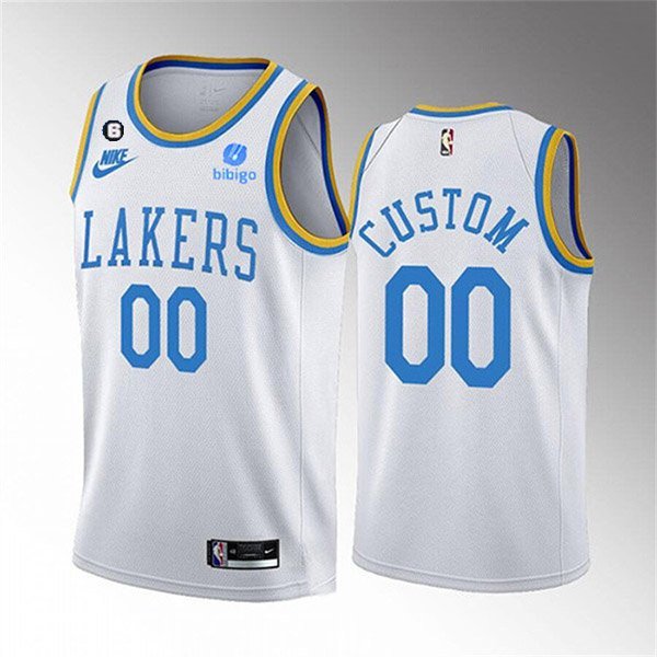 Cutom Los Angeles Lakers Active Player 2022-23 White No.6 Patch Classic Edition Stitched Jersey