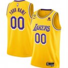 Cutom Men's Los Angeles Lakers Active Player 2022-23 Yellow No.6 Patch Stitched Basketball Jersey