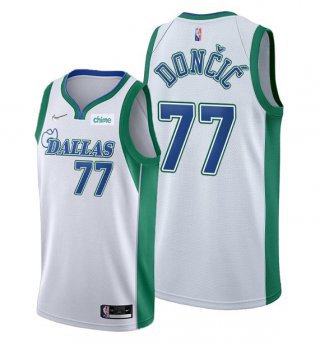 Dallas Mavericks #77 Luka Doncic 75th Anniversary City Edition White Stitched Basketball Jersey