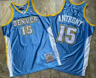 Denver Nuggets #15 Carmelo Anthony Blue Hardwood Classics Soul AU Stitched Throwback Jersey