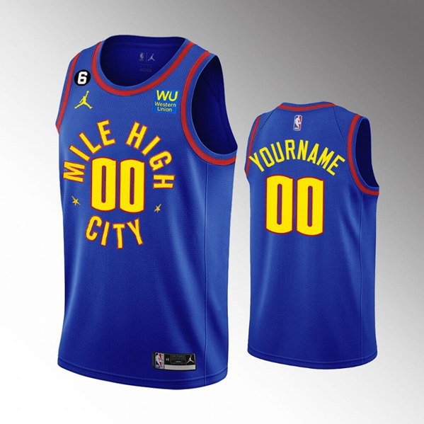 Denver Nuggets Active Custom Blue Memorial Patch 202223 Statement Edition With NO.6 Patch Jersey