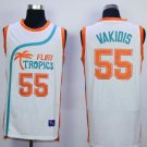 Flint Tropics #55 Vakidis White Semi-Pro Movie Stitched Basketball Jersey