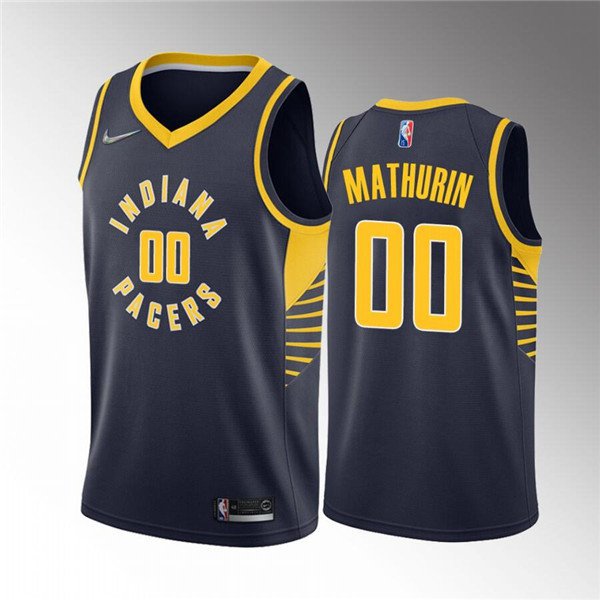 Indiana Pacers #00 Bennedict Mathurin Navy Icon Edition 75th Anniversary Stitched Basketball Jersey