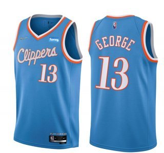 Los Angeles Clippers #13 Paul George Light Blue City Edition Stitched Basketball Jersey