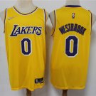 Los Angeles Lakers #0 Russell Westbrook Yellow 75th Anniversary Diamond 2021 Stitched Jersey