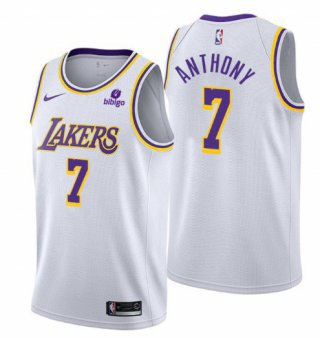 Los Angeles Lakers #7 Carmelo Anthony bibigo 75th Anniversary White Stitched Jersey