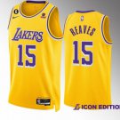 Los Angeles Lakers #15 Austin Reaves Yellow Icon Edition With NO.6 Patch Stitched Basketball Jersey