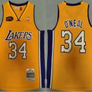 Los Angeles Lakers #34 Shaquille O'neal Yellow Swingman Throwback Jersey