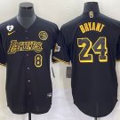 Los Angeles Lakers Front #8 Back #24 Kobe Bryant With NO.2 And KB Patch Black Stitched Jersey
