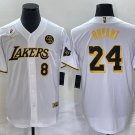 Los Angeles Lakers Front #8 Back #24 Kobe Bryant With NO.2 And KB Patch White Stitched Jersey