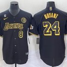 Los Angeles Lakers Front #8 Back #24 Kobe Bryant With NO.6 And KB Patch Black Stitched Jersey