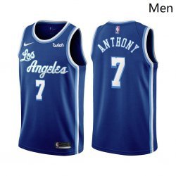 Men Los Angeles Lakers #7 Carmelo Anthony Classic Edition Blue 2021 Stitched Jersey
