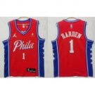 Men Philadelphia 76ers #1 James Harden Red City edition Stitched jersey