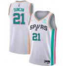 Men San Antonio Spurs #21 Tim Duncan 2022 White City Diamond 75th Anniversary Jersey