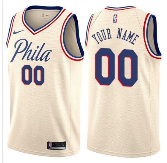 Men's 76ers Personalized Custom Cream City Edition jersey