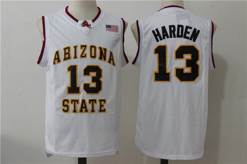 Men's Arizona State Sun Devils James Harden White College Jersey Stitched